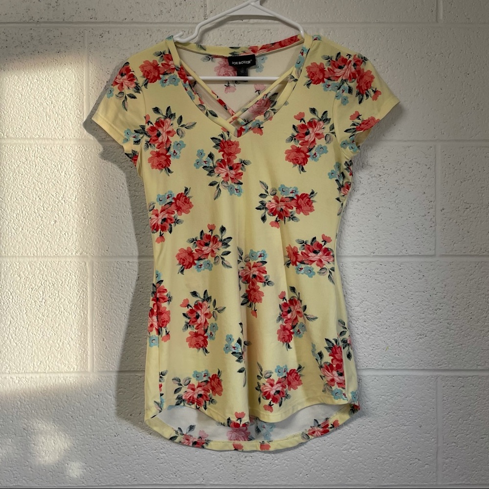 Joe Boxer Cute Floral Yellow Tee Shirt